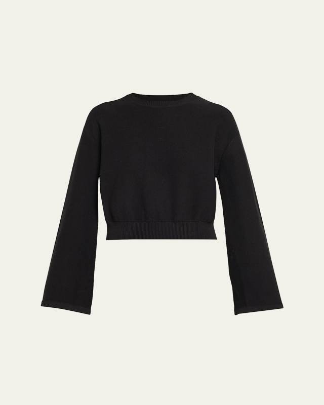 Cotton-Blend Bell-Sleeve Sweater